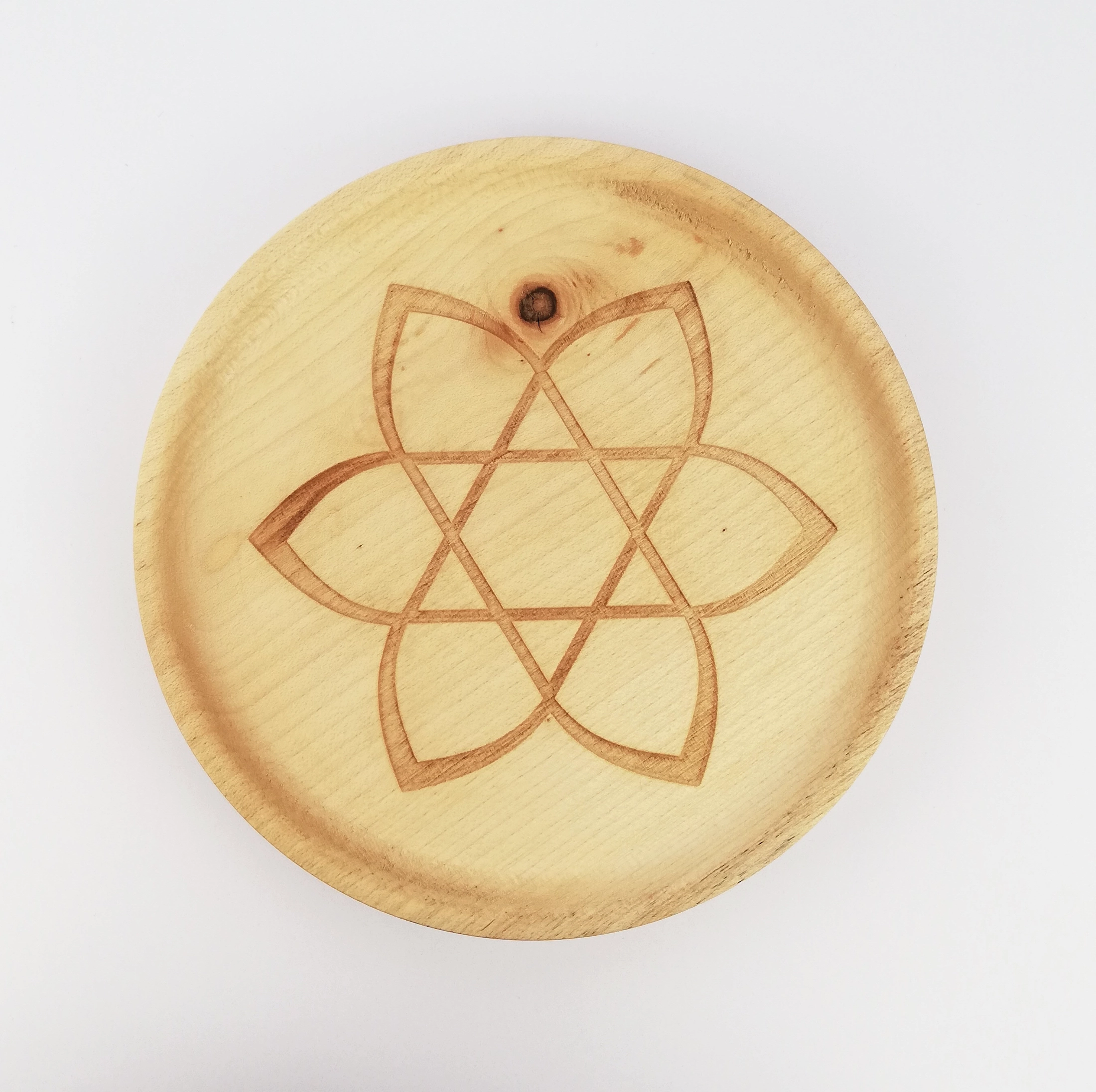 Hexagram (version 1) on a small plate (16cm/6.3in in diameter), front.